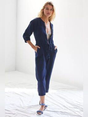 Sundry x Anthropologie Navy Zip-Front Women's Jumpsuit medium